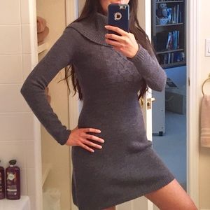 Cozy Heather Blue Gray Sweater Dress